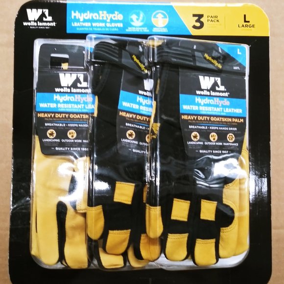 Wells Lamont Accessories Hydrahyde Leather Work Gloves 3 Pack